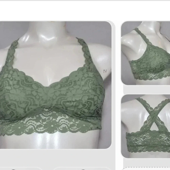XL X-LARGE Xhilaration Lace Crossback Wire Free Bra Bralette Pioneer Sage Green - Picture 2 of 7